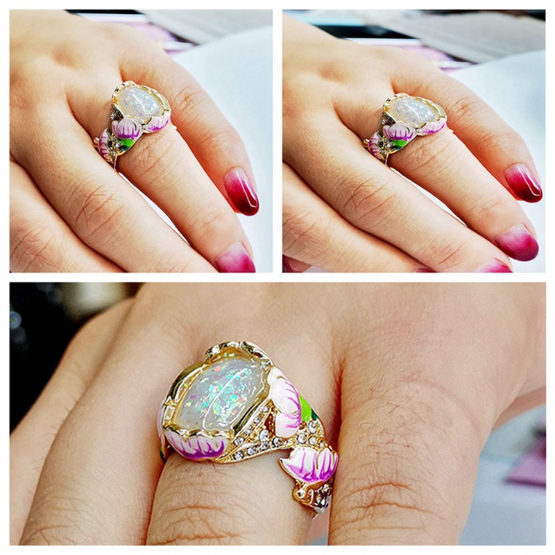 Nhẫn Mạ Vàng 18k Đính Đá Opal