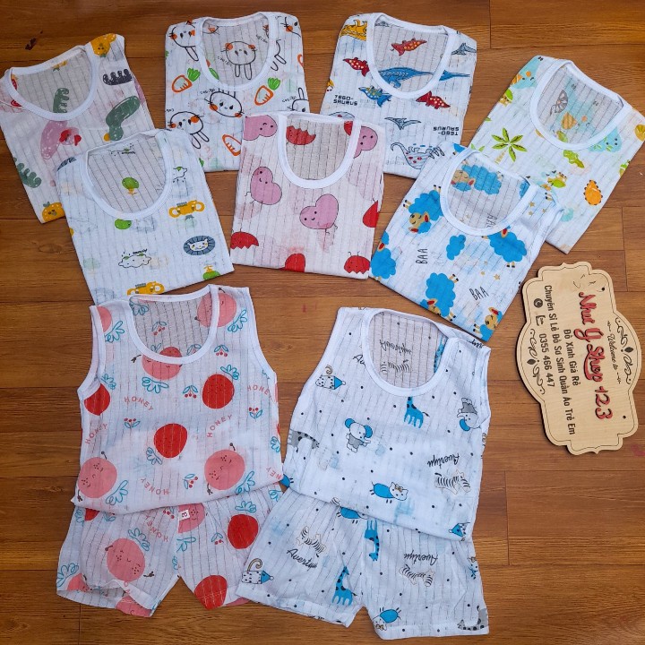 A7 - Bộ Cotton Giấy Ba Lỗ Cho Bé Trai Bé Gái (Ảnh Tự Chụp, Video Tự Quay)