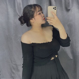 Áo croptop rút ngực trể vai tay dài bigsize 60-90kg