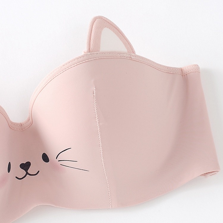 Áo Lót Lụa Có Gọng Đệm Mỏng Mềm Mịn Hình Mèo Dễ Thương B405