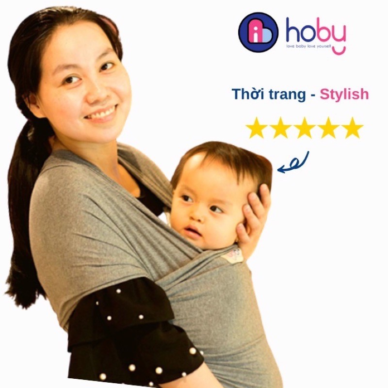 [Chính Hãng] Địu vải cho trẻ sơ sinh Hoby Wrap - Địu em bé sling bằng vải cotton, không gây kích ứng, chịu lực 3-14kg