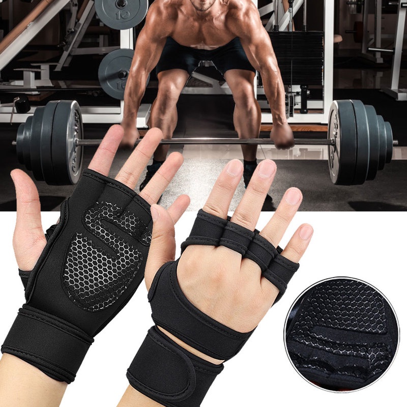 Đôi găng tay hở nửa ngón bảo vệ ngón / cổ tay chống mồ hôi phong cách thể thao cho nam nữ khi tập gym/ bóng rổ/ tennis