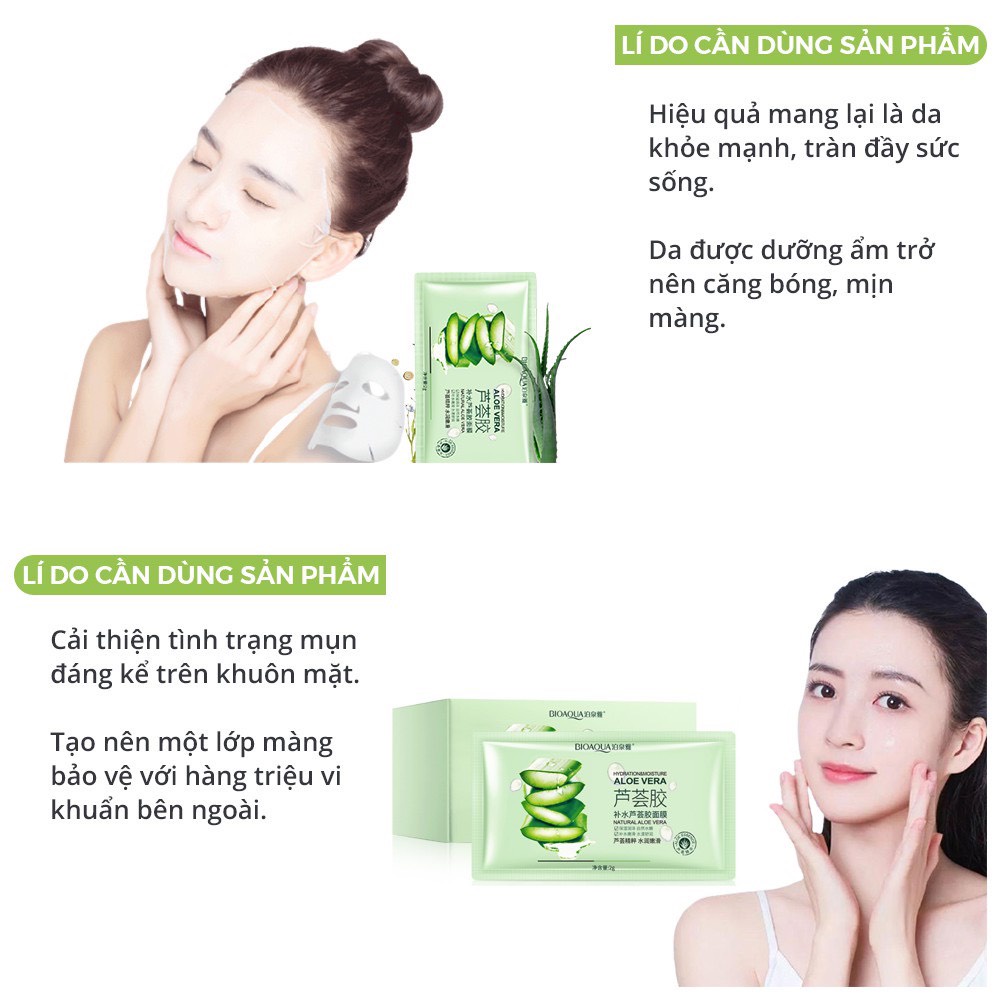 Mặt nạ dưỡng da chống lão hóa dưỡng ẩm trắng da giảm mụn tinh chất lô hội Bioaqua MN21