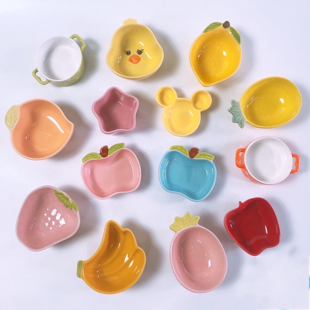 Bát Sứ Ăn Dặm Bát Ăn Dặm Gốm Sứ Mini Hình Thú Đáng Yêu Shopmegold1 80-150ml Dụng Cụ Cho Bé Ăn Dặm