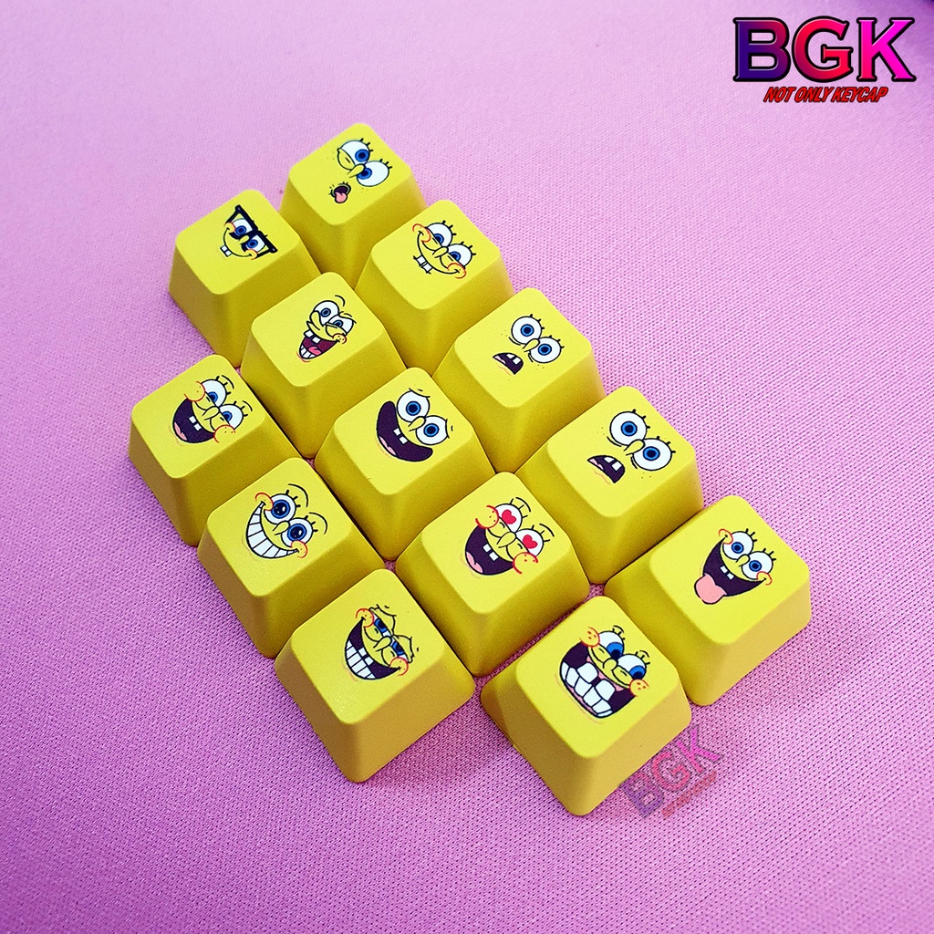 Bộ Keycap 13 Nút Cảm Xúc Của Spongebob Chất Liệu PBT In Dye Sub 5 Mặt