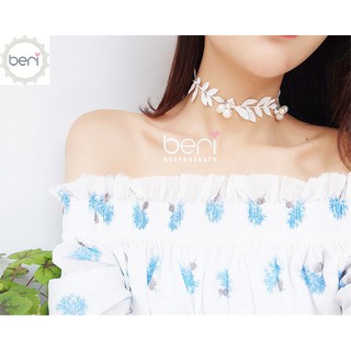 Dây chuyền choker ren chiếc lá BERI (Trắng) - DC006