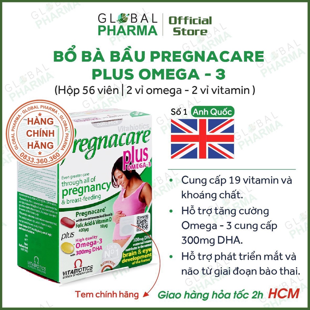 [Chính hãng] Pregnacare Plus Omega Vitamin Tổng Hợp cho Mẹ Bầu Và Cho Con Bú (Hộp/56 viên)