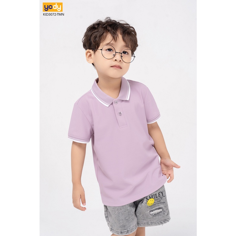 Áo Polo Trẻ Em Bo Kẻ Chất Liệu Airy Cool YODY. Sản Phẩm Cao Cấp Thoáng Mát, Mềm Mịn, An Toàn Cho Bé Trai Bé Gái KID3072