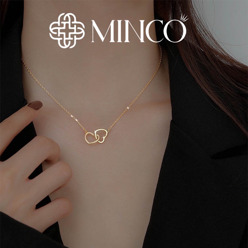 Dây chuyền nữ đẹp Minco Accessories vòng cổ trái tim đôi thời trang phong cách Hàn Quốc DT06
