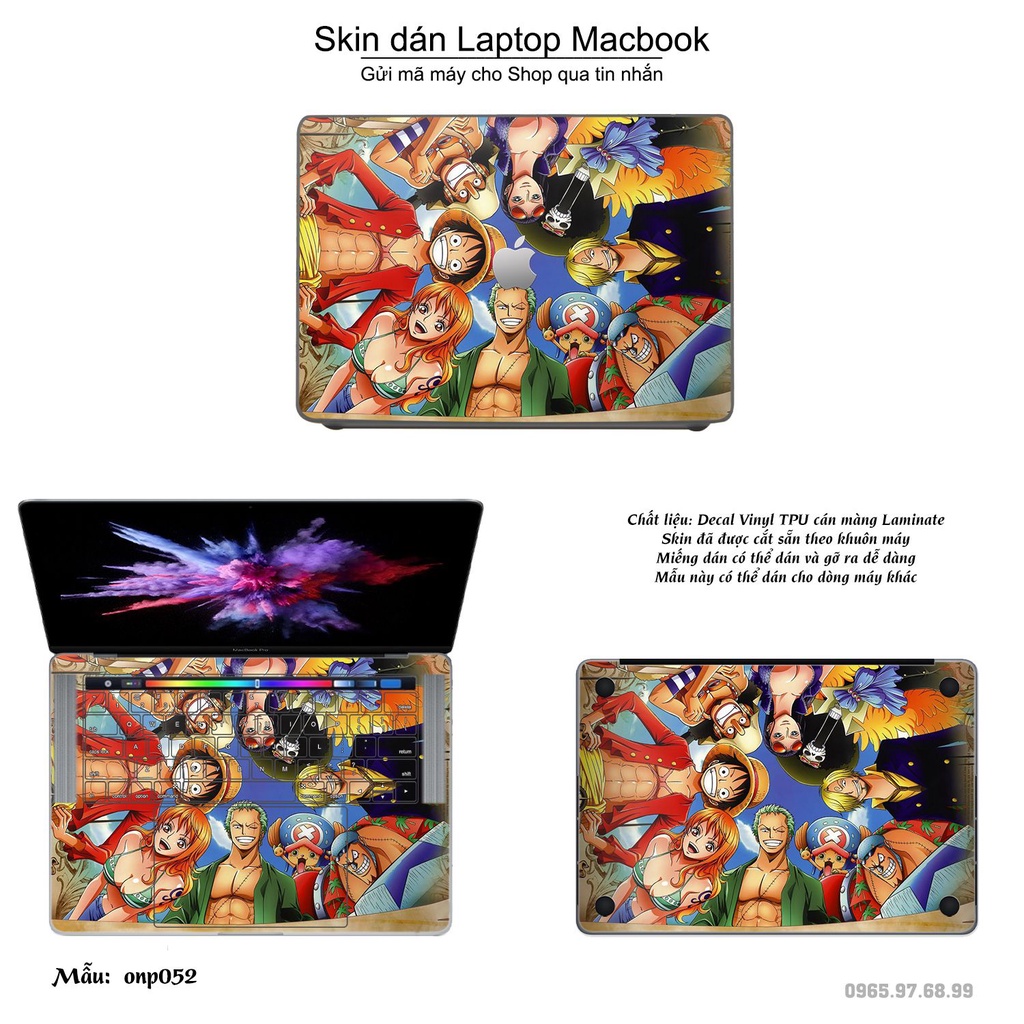 Skin dán Macbook mẫu Vua hải tặc (đã cắt sẵn, inbox mã máy cho shop)