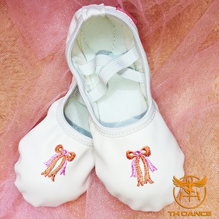 Giày múa ballet trẻ em GM02T-DN Giày múa da thêu nơ