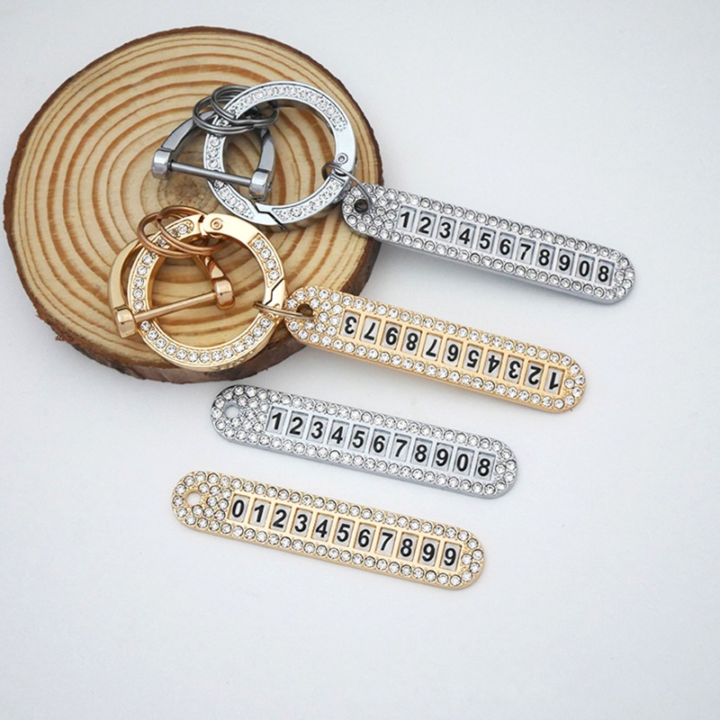 Móc Khóa Xe Hơi Đính Kim Cương Có Thẻ Số Điện Thoại Chống Thất Lạc Cho Nam