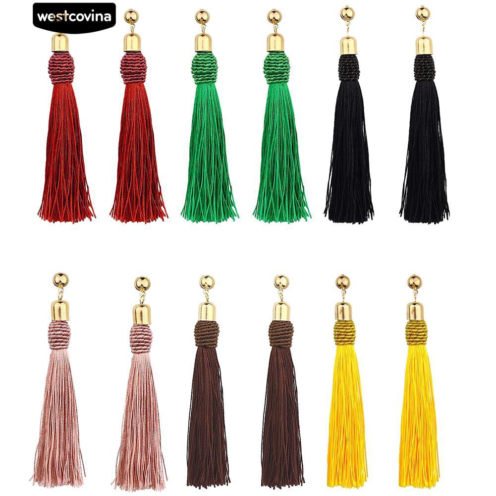 Đôi bông tai phối tua rua màu thời trang cho nữ