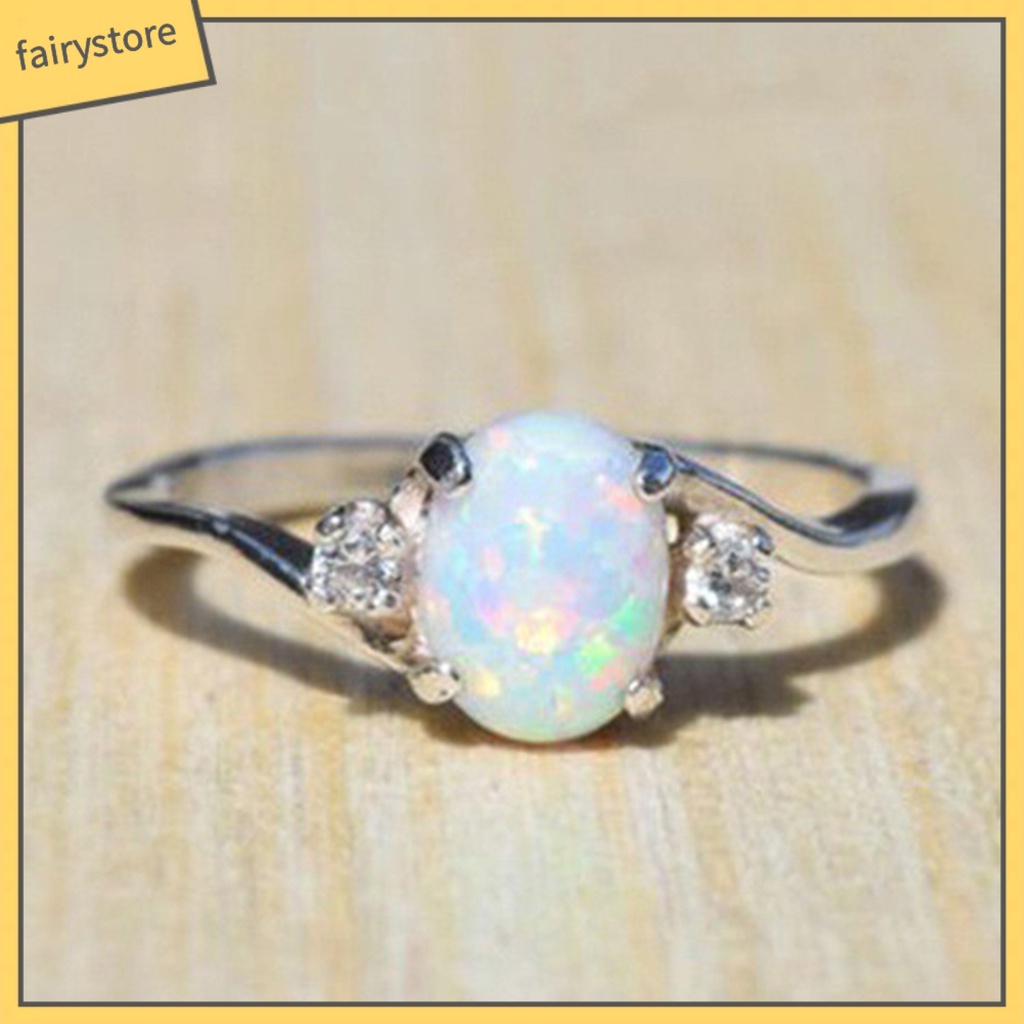 Nhẫn Hợp Kim Đính Đá Opal Nhân Tạo Thời Trang Cho Nữ