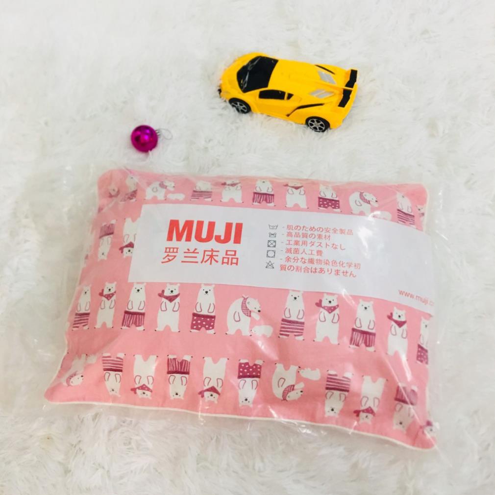 Gối trẻ em Muji cao cấp 100% chất liệu cotton mịn màng thoáng mát thấm hút mồ hôi