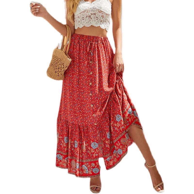 Chân váy nữ phong các Boho  🍀FRRESHIP🍀 kì nghỉ du lịch hàng order QC