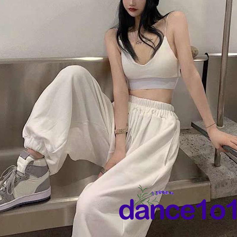 ✤Lq✦Bộ Áo Tank Top Hở Lưng + Quần Dài Lưng Cao Ống Rộng Thời Trang Cho Nữ