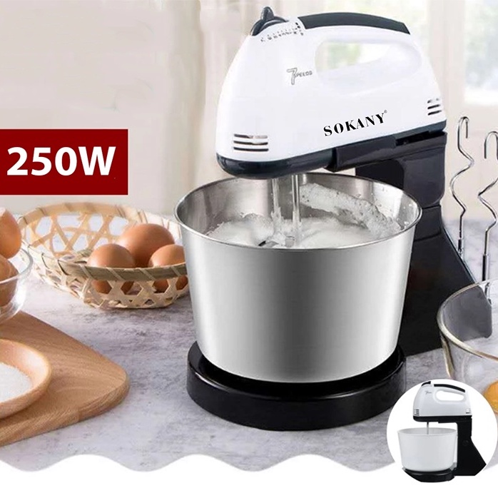 Máy đánh trứng, nhào bột trộn thực phẩm làm bánh Sokany 7 tốc độ
