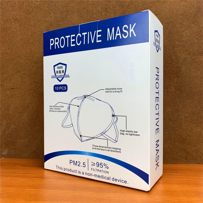 Khẩu trang N95 KN95 5 lớp chống bụi mịn PM2.5, có kẹp kim loại chắc chắn ở sống mũi