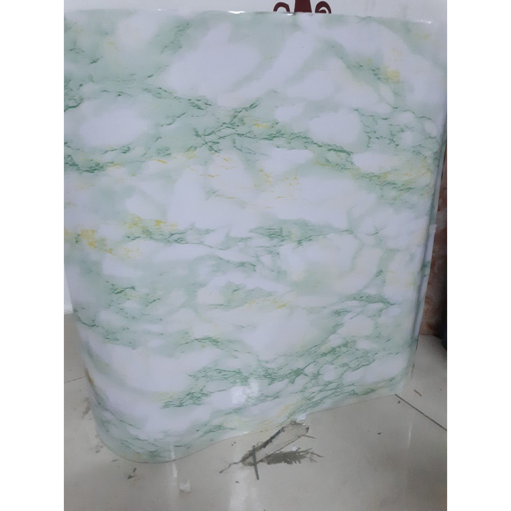 Decal giấy dán tường giả đá hoa cương vân xanh khổ 0.6m keo sẵn