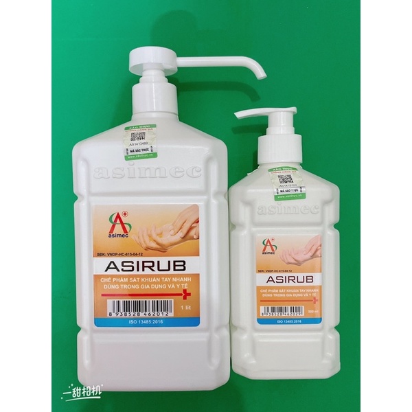 Nước rửa tay khô diệt khuẩn Asirub 1000ml, chai xịt kháng khuẩn khử trùng phòng chống dịch , lọ dung dịch sát khuẩn y tế