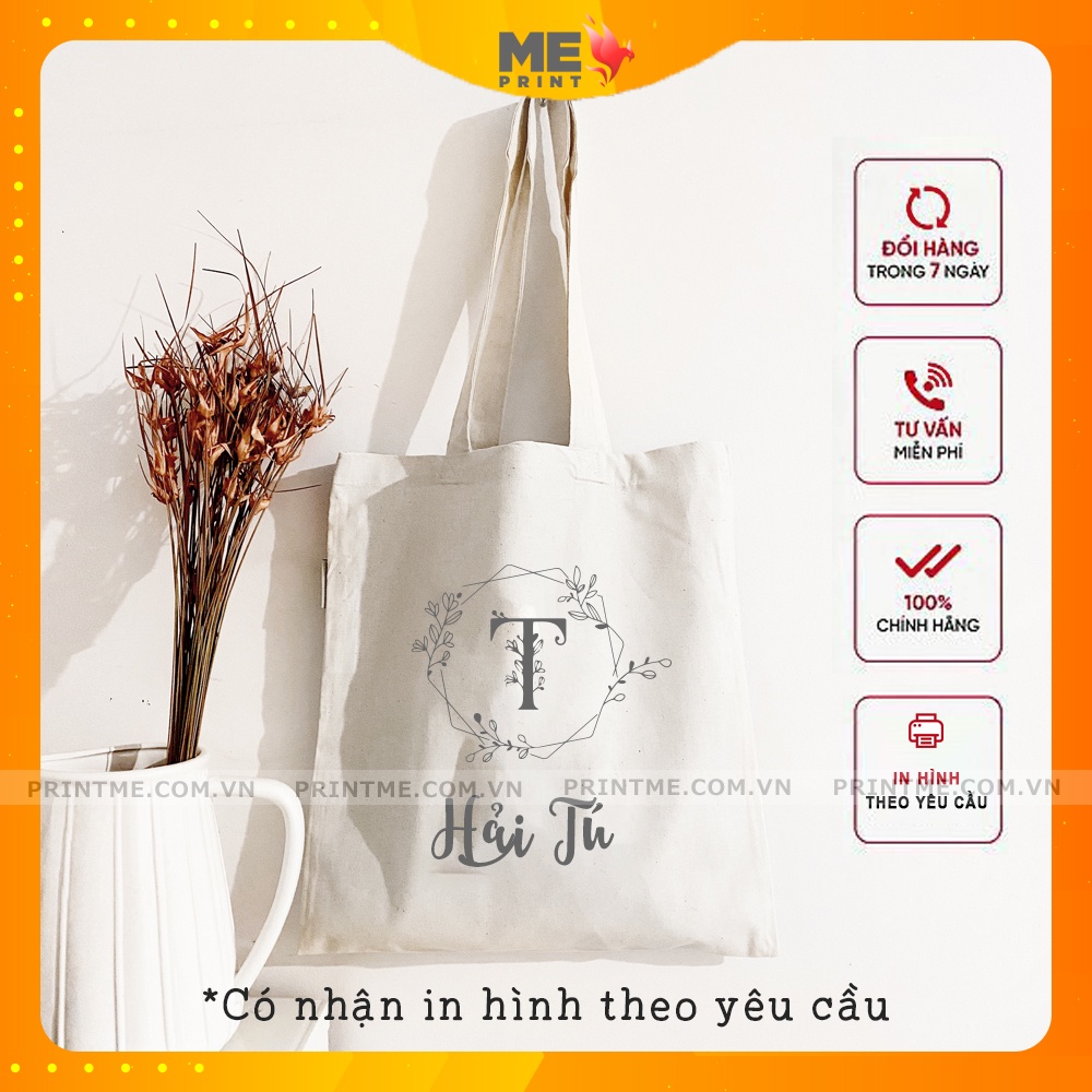 Túi canvas in tên theo yêu cầu, túi tote vải có khoá kéo phù hợp cho nam nữ thể hiện cá tính riêng - PrintME Shop