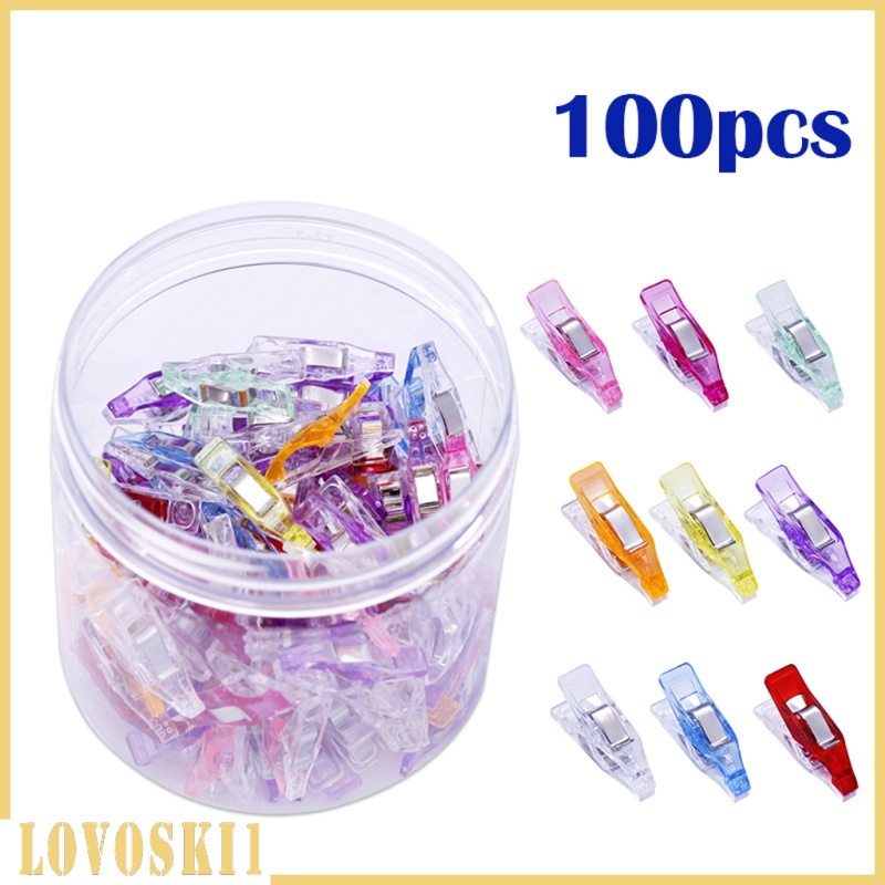 [LOVOSKI1]100Pcs Wonder Clips Craft Clamps for Crochet Knitting Quilting Binding Tool