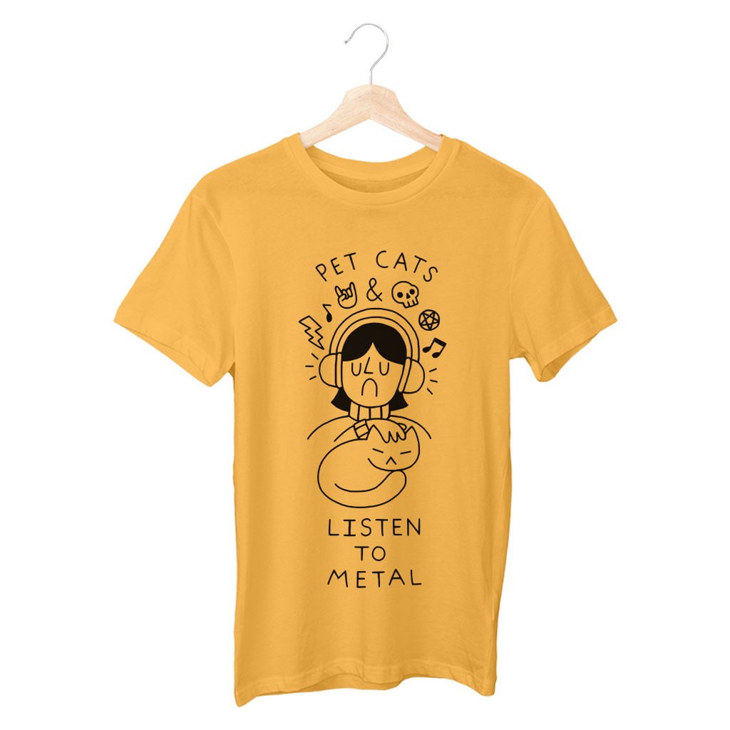 Áo phông đi chơi nữ 100% Cotton Cô bé nghe nhạc rock yêu mèo đáng yêu, thanh lịch, năng động, trẻ trung CAT20210068