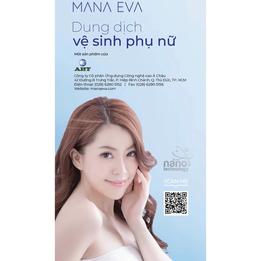 Dung dịch vệ sinh phụ nữ Nano bạc Mana Eva 100ml, 60ml, 40ml. Làm sạch dịu nhe, sạch khuẩn