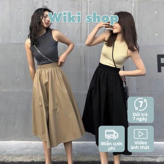 Chân váy xòe kaki đen/be thời trang