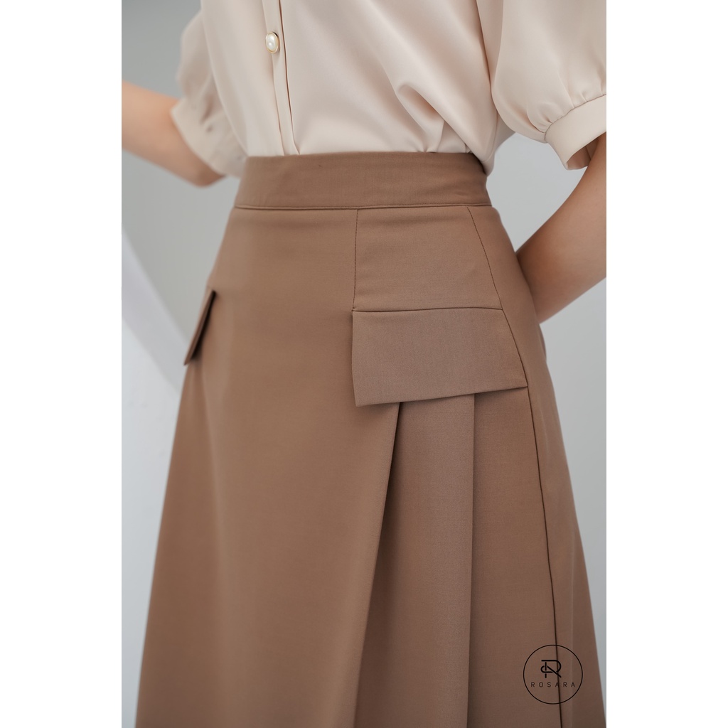 Chân Váy Nữ Thiết Kế Dài Dáng Chữ A Xếp Ly Thanh Lịch ROSARA CV4