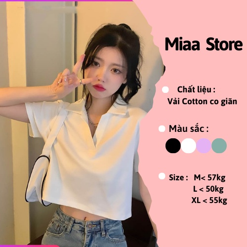 Áo croptop polo tay ngắn có cổ nữ, Croptop polo nữ ngắn tay HOT TREND form rộng - ACTN01