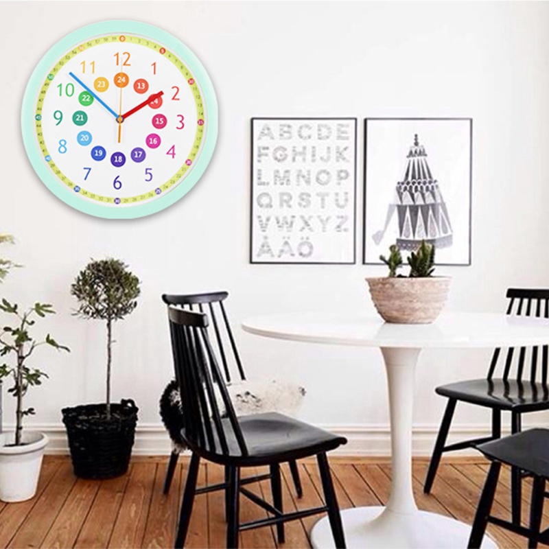 Đồng Hồ Treo Tường Không Gây Tiếng Ồn Hỗ Trợ Dạy Học Cho Bé