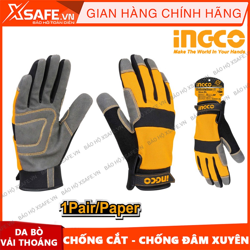 Găng tay bảo hộ lao động cao cấp INGCO HGMG01 bao tay đa năng chống trơn trượt, mài mòn, thấm hút mồ hôi, cách nhiệt