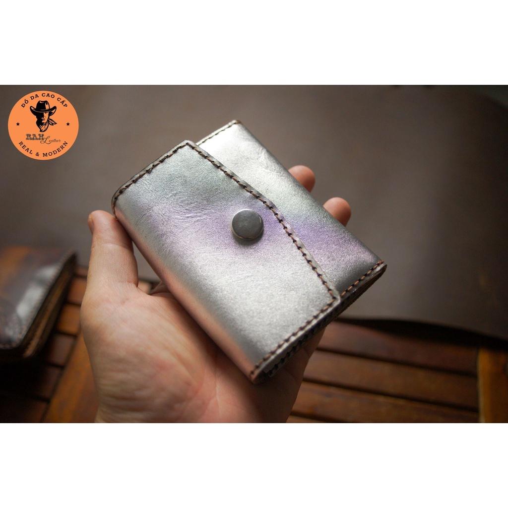 Ví Nữ Da Bò Màu Trắng Bạc Cao Cấp - Ram Leather