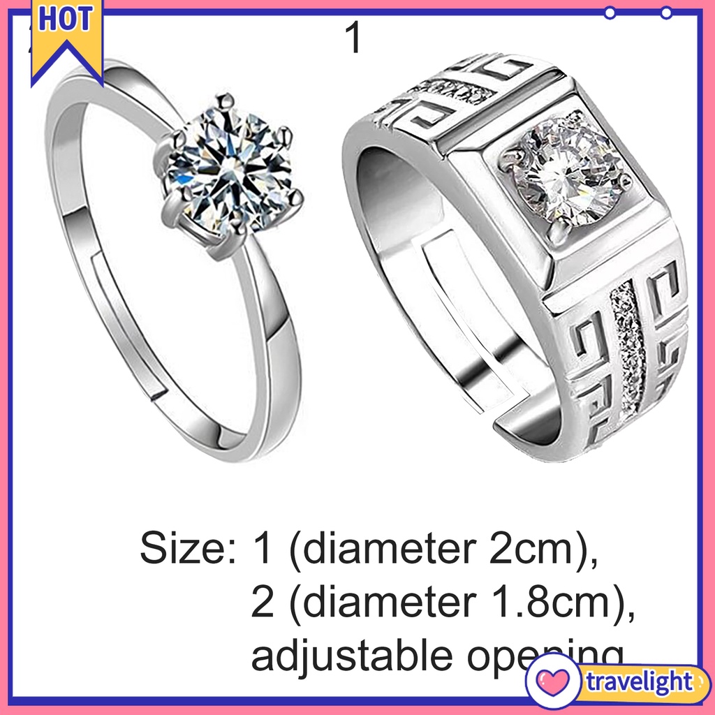 (Travelight) Nhẫn đính đá zircon sang trọng có thể điều chỉnh kích thước
