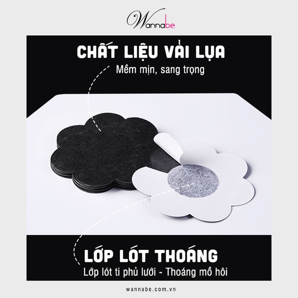 Miếng dán nhũ hoa, dán ti Wannabe DTV03 bằng vải hình bông hoa 7 cánh