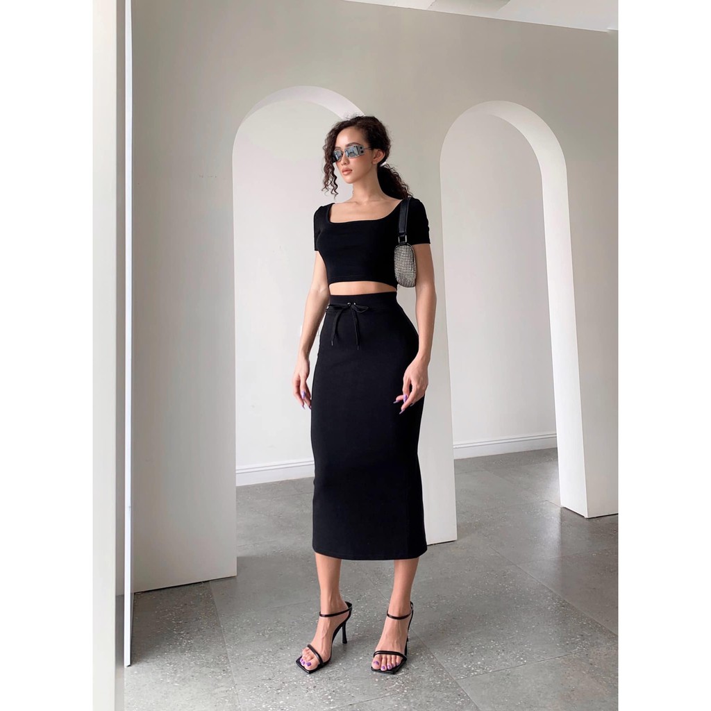 Chân Váy Cotton Da Cá Dáng Dài Nữ Busy Xẻ Vạt Sau CVDC2 | BigBuy360 - bigbuy360.vn