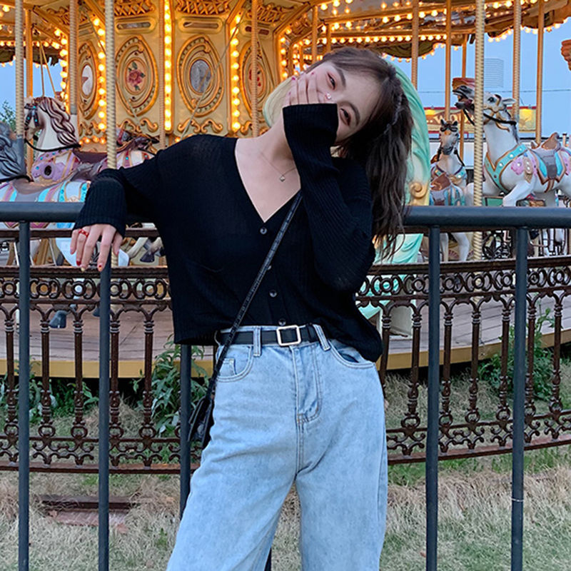 Áo khoác len dệt kim mỏng dáng rộng phong cách Hàn Quốc thời trang cho nữ