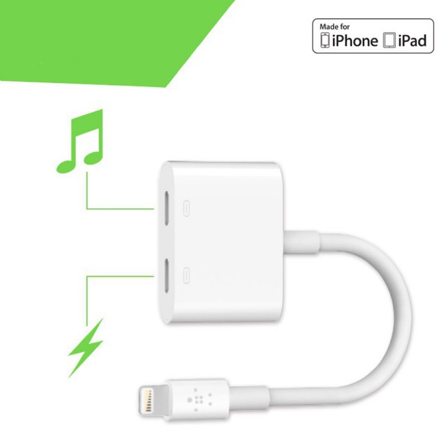 Cáp Chuyển Đổi 2 Trong 1 Vừa Sạc Vừa Cắm Tai Nghe Chuyển 2 Cổng Chân Lightning Cho Các Dòng iPhone J008 {Bán Phá Giá}