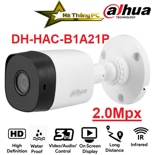 [Mã 154ELSALE2 giảm 7% đơn 300K] Camera Dahua DH HAC B1A21P 2m 1080p Ngoài Trời - Chính Hãng DSS