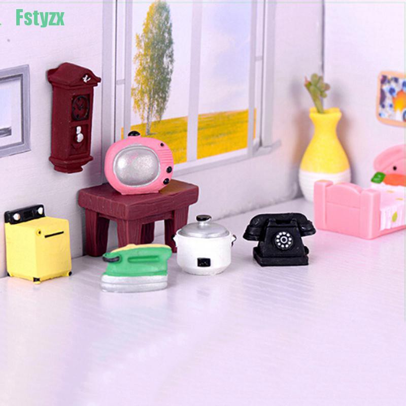 fstyzx Doll house miniature furniture and miniature appliances living room home decor