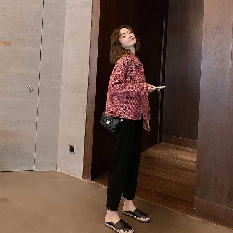 (Hàng Đẹp)Ảnh thật 7 hình cuối-HC210.Áo khoác dạ len kẻ ngắn thu đông Hàn Quốc | BigBuy360 - bigbuy360.vn