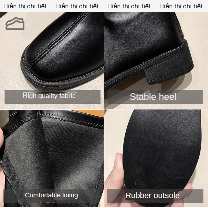 Bốt mũi tròn，bốt thời trang nữ ，giày boot cổ cao，boots nữ cao cổ，Giày Bốt Đế Bằng Mũi Tròn Có Khóa Kéo Phong Cách Anh Quốc Thời Trang Xinh Xắn Cho Nữ
