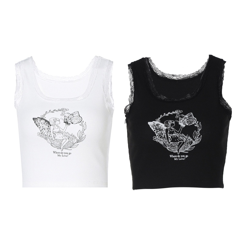 Áo Croptop Dệt Kim Màu Trơn Họa Tiết Bướm Xinh Xắn Cho Nữ