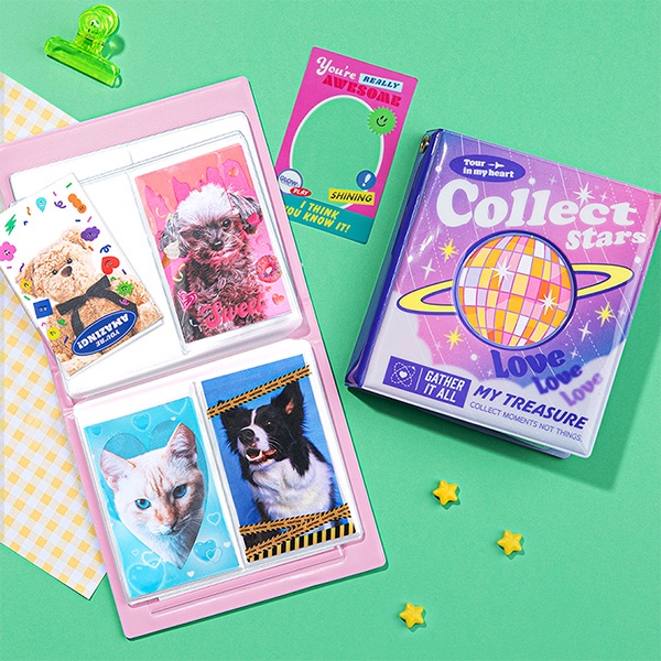 DAISO Collect Book Sách sưu tập 2P gồm 20 túi/80 thẻ ảnh có móc khóa dễ thương cho bé