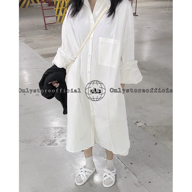 váy sơ mi oversize 2 màu,tà váy xẻ 2 bên(nhận hàng có vấn đề liên hệ shop trước khi đánh giá ạ) | BigBuy360 - bigbuy360.vn