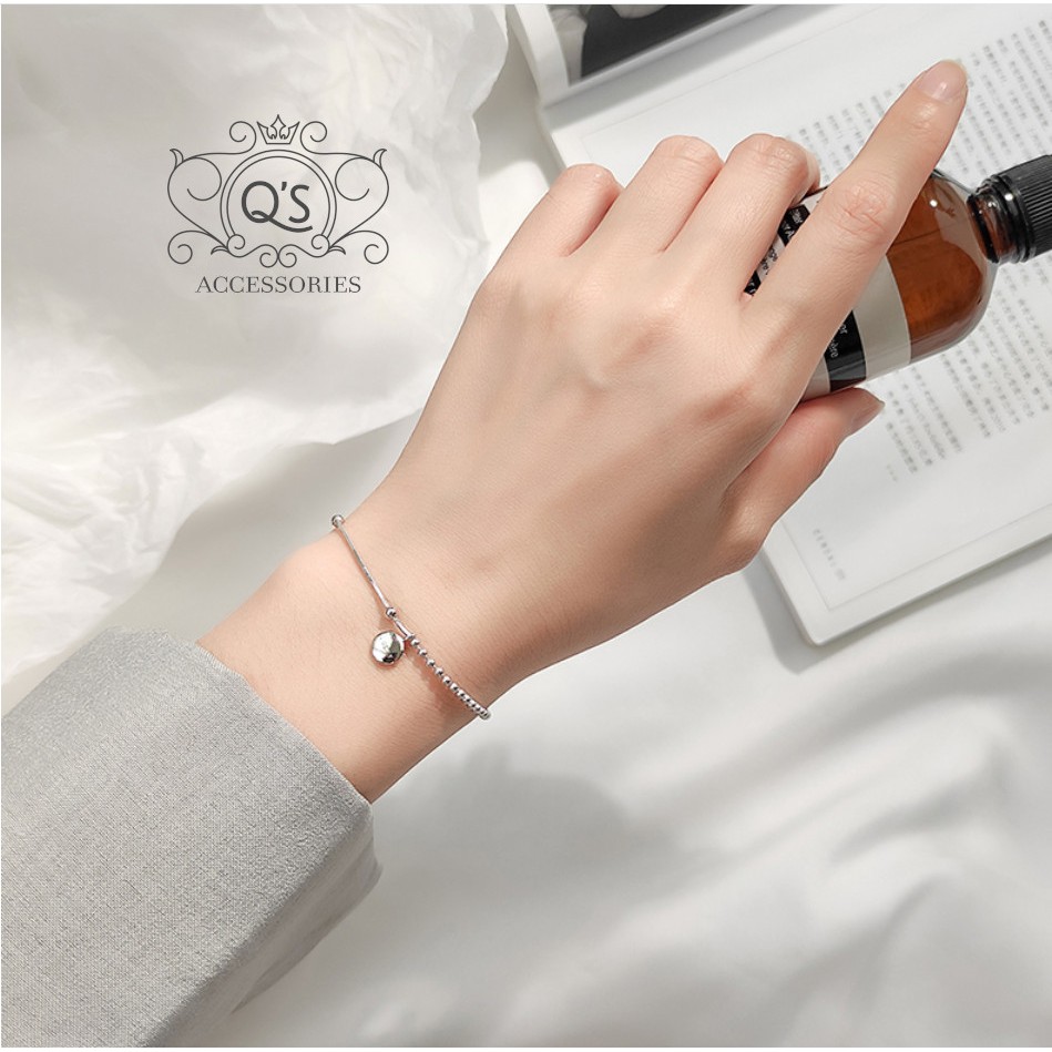 Vòng tay bạc lucky lắc tay bi bạc mặt chữ bất đối xứng LUCKY Bracelet S925 SO00 - KÈM ẢNH THẬT