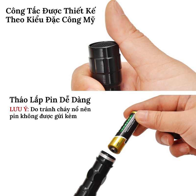 Đèn Pin Mini Siêu Sáng Police 3W – Có Tặng Kèm Dây Móc Treo Chìa Khóa CARZONE.TOP