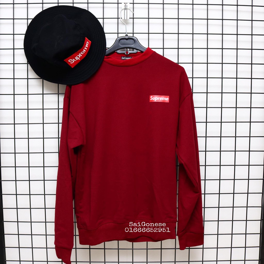 Áo Tay Dài Sweater Nam Nữ Nỉ Bông Supreme Mini Unisex | BigBuy360 - bigbuy360.vn
